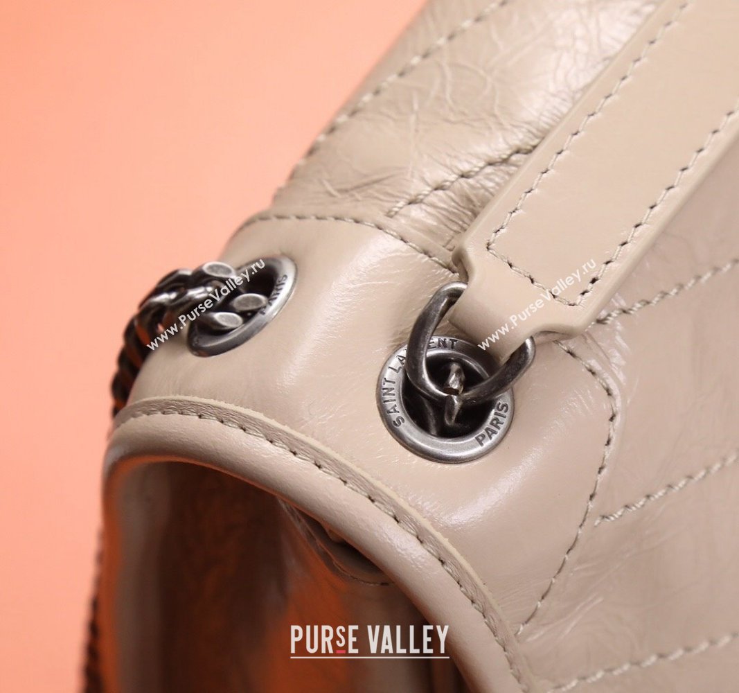 Saint Laurent Baby Niki Chain Bag in Shiny Crinkled Leather 533037 Nude Pink 2024 (YY-240827011)