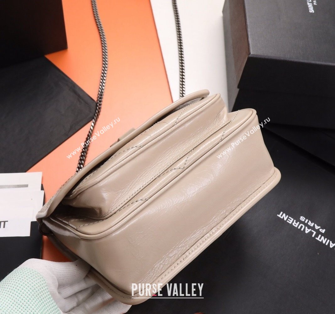 Saint Laurent Baby Niki Chain Bag in Shiny Crinkled Leather 533037 Nude Pink 2024 (YY-240827011)