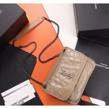 Saint Laurent Baby Niki Chain Bag in Shiny Crinkled Leather 533037 Apricot 2024 (YY-240827012)