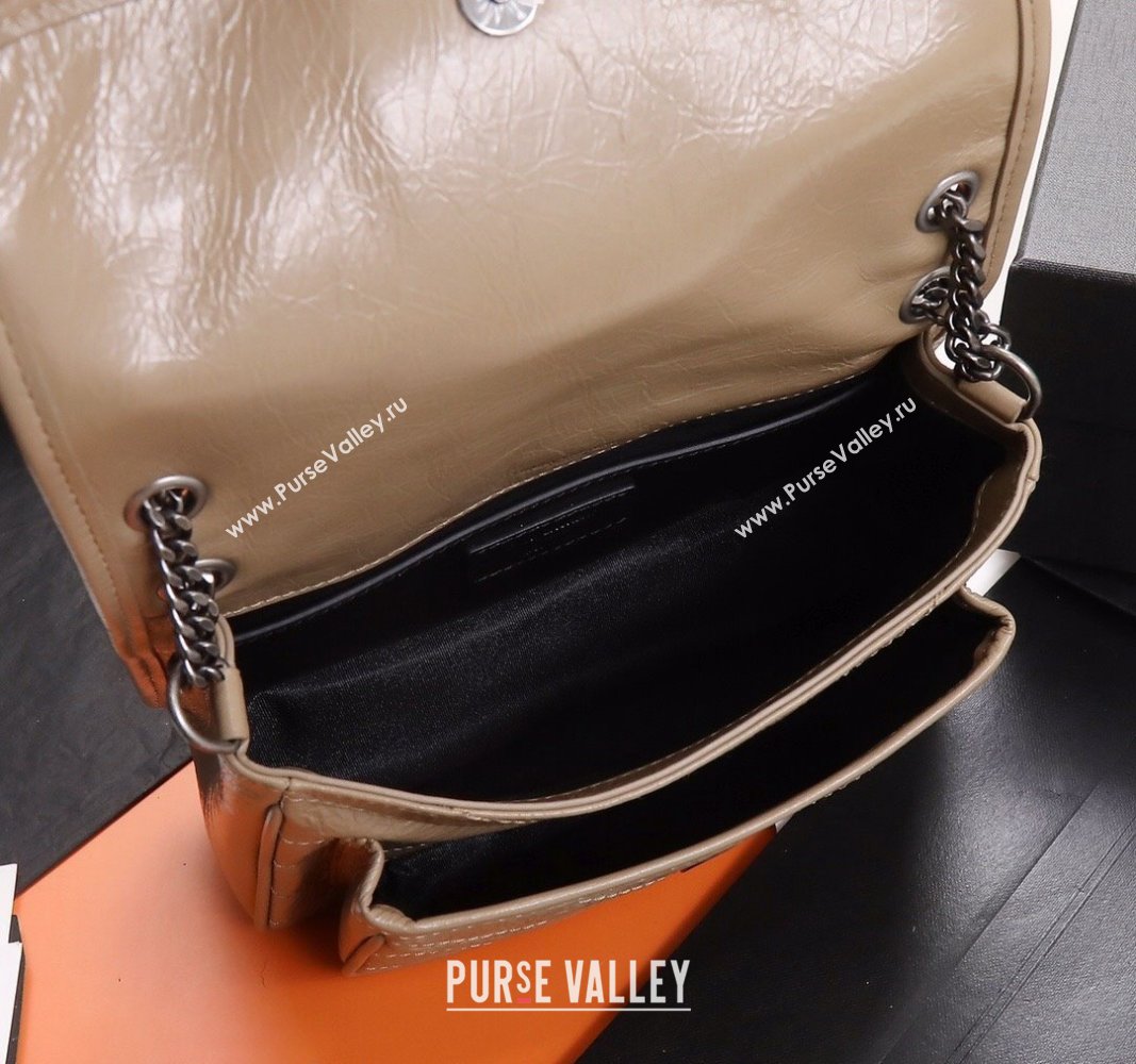 Saint Laurent Baby Niki Chain Bag in Shiny Crinkled Leather 533037 Apricot 2024 (YY-240827012)