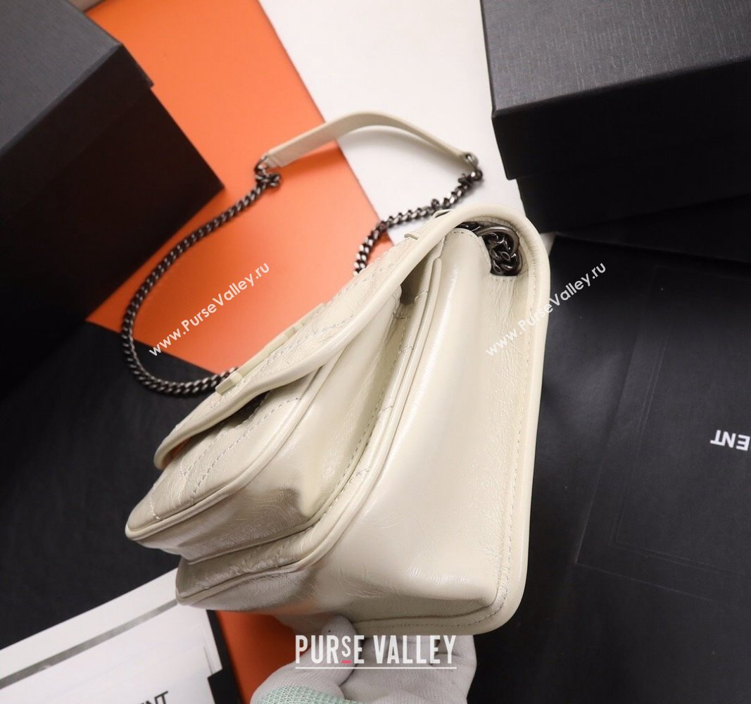 Saint Laurent Baby Niki Chain Bag in Shiny Crinkled Leather 533037 White 2024 (YY-240827013)