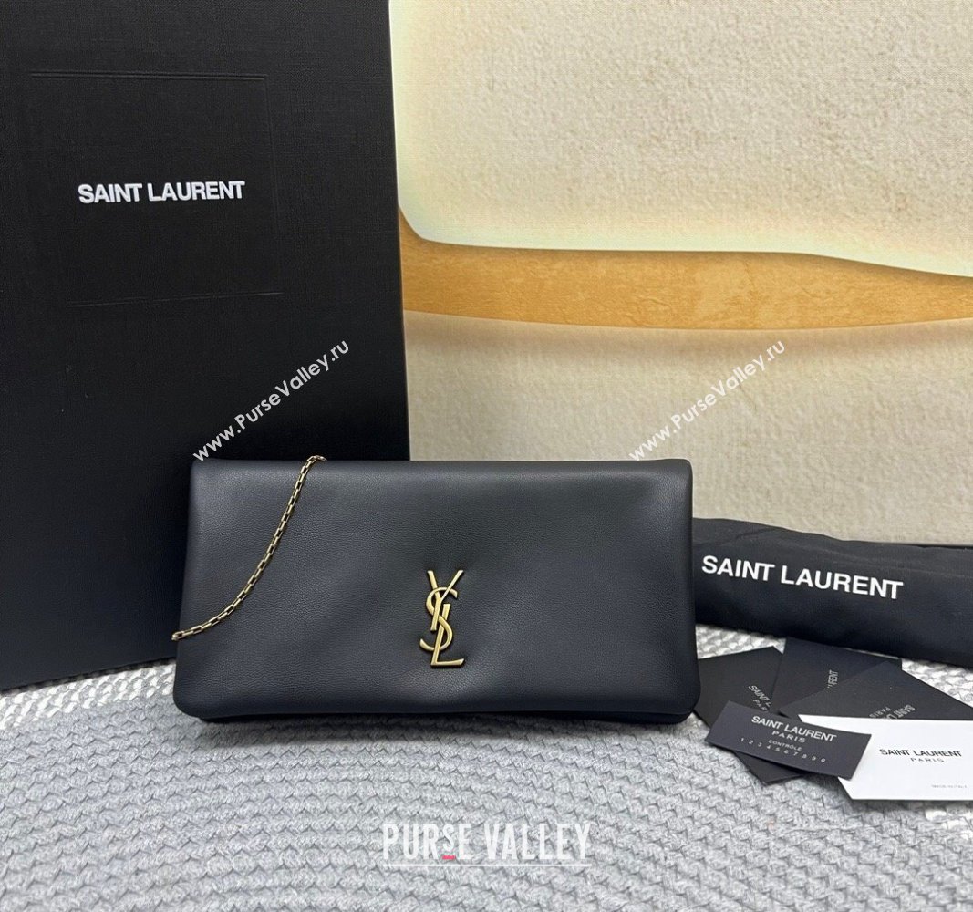 Saint Laurent Calypso Lambskin Chain Mini bag Black 2024 801712 (nana-240827002)