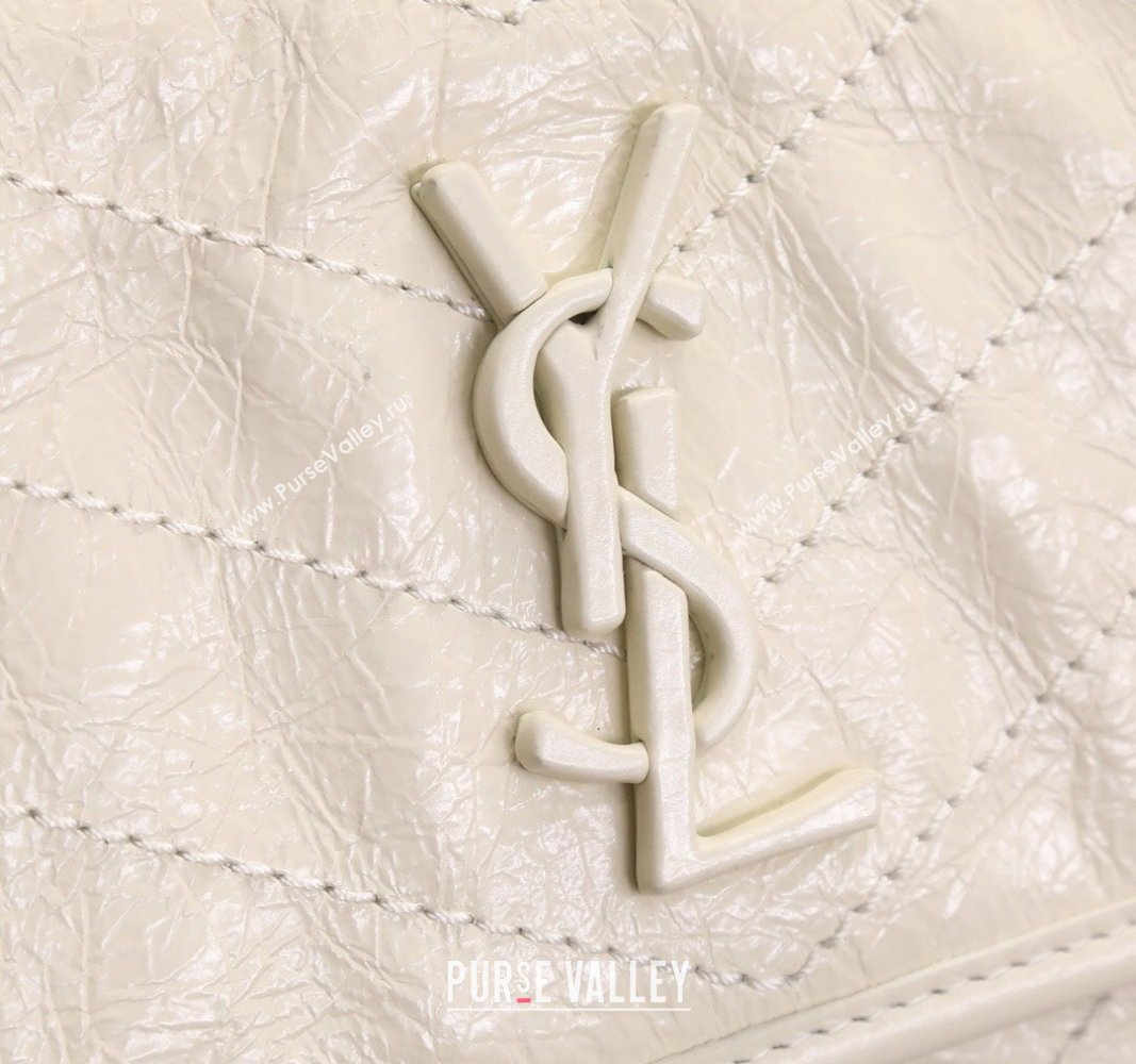 Saint Laurent Baby Niki Chain Bag in Shiny Crinkled Leather 533037 White 2024 (YY-240827013)