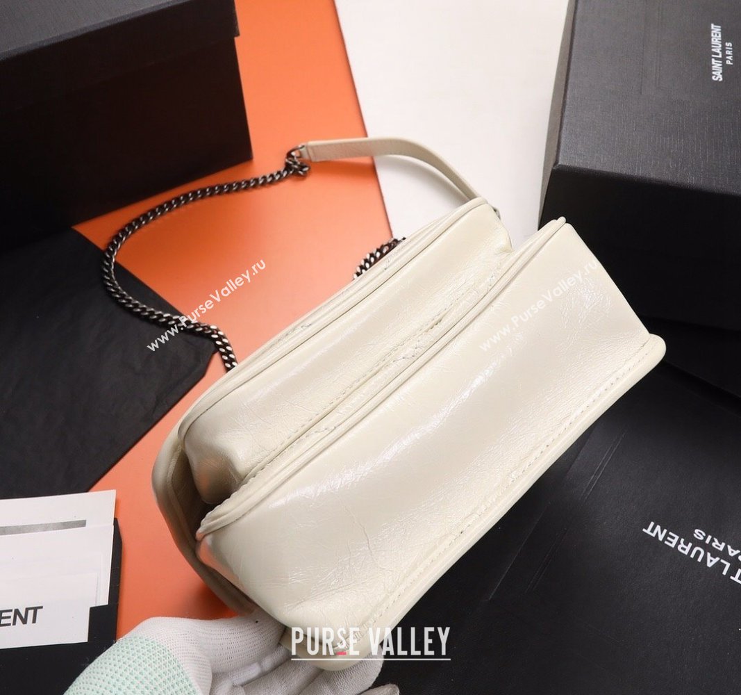 Saint Laurent Baby Niki Chain Bag in Shiny Crinkled Leather 533037 White 2024 (YY-240827013)