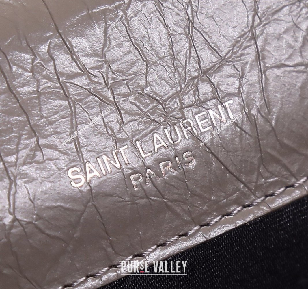 Saint Laurent Baby Niki Chain Bag in Shiny Crinkled Leather 533037 Grey 2024 (nana-240827014)