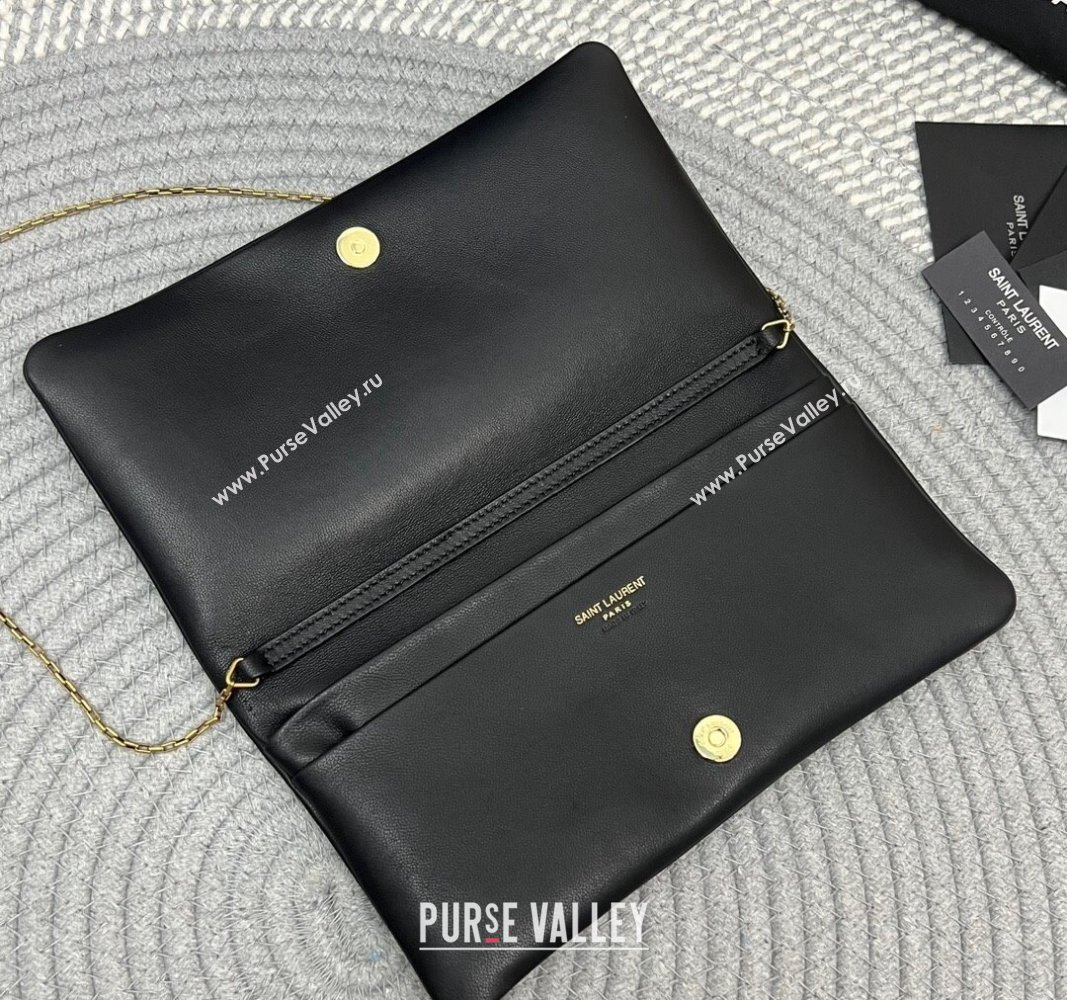 Saint Laurent Calypso Lambskin Chain Mini bag Black 2024 801712 (nana-240827002)