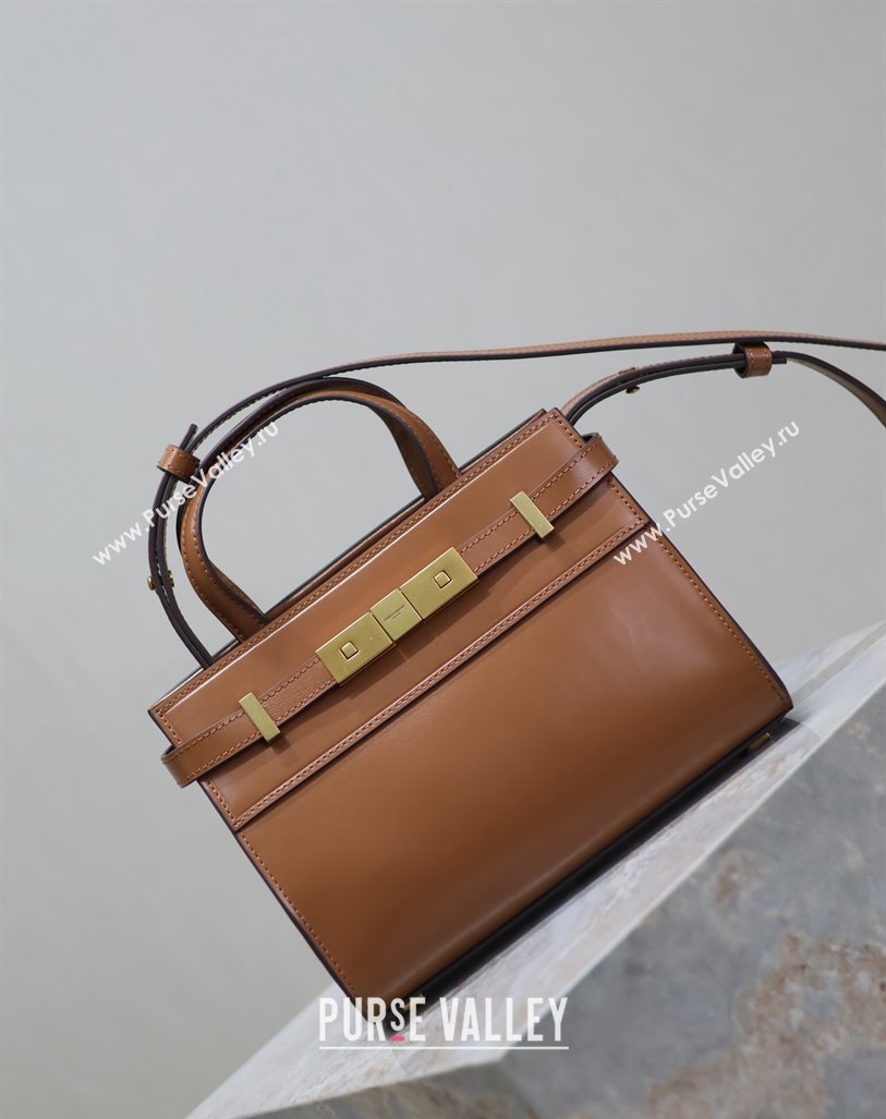 Saint Laurent Manhattan Mini Top handle bag in Smooth Leather Brown 2024 593741 (YY-240827017)