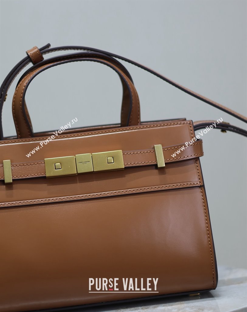 Saint Laurent Manhattan Mini Top handle bag in Smooth Leather Brown 2024 593741 (YY-240827017)