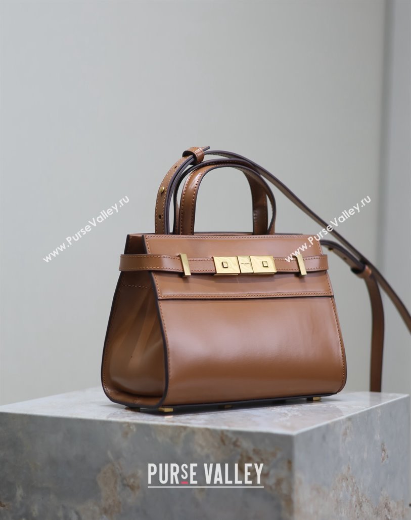 Saint Laurent Manhattan Mini Top handle bag in Smooth Leather Brown 2024 593741 (YY-240827017)