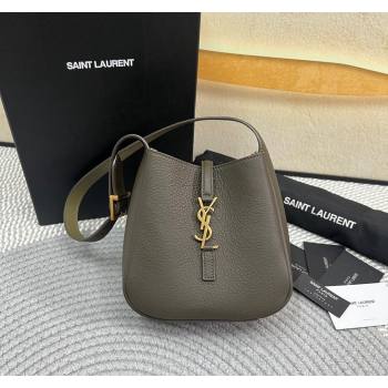 Saint Laurent LE 5 À 7 Supple baby Mini Hobo Bag in Grained Leather 809461 Green 2024 (nana-240827001)