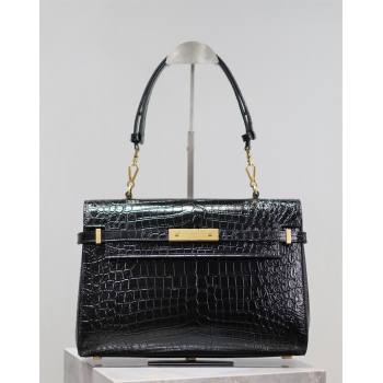 Saint Laurent Manhattan Medium Top handle bag in Crocodile Embossed Leather Black 2024 769512 (YY-240827019)