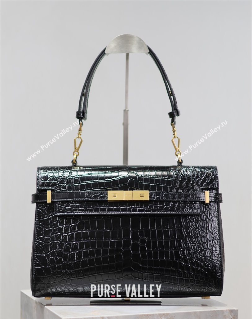 Saint Laurent Manhattan Medium Top handle bag in Crocodile Embossed Leather Black 2024 769512 (YY-240827019)