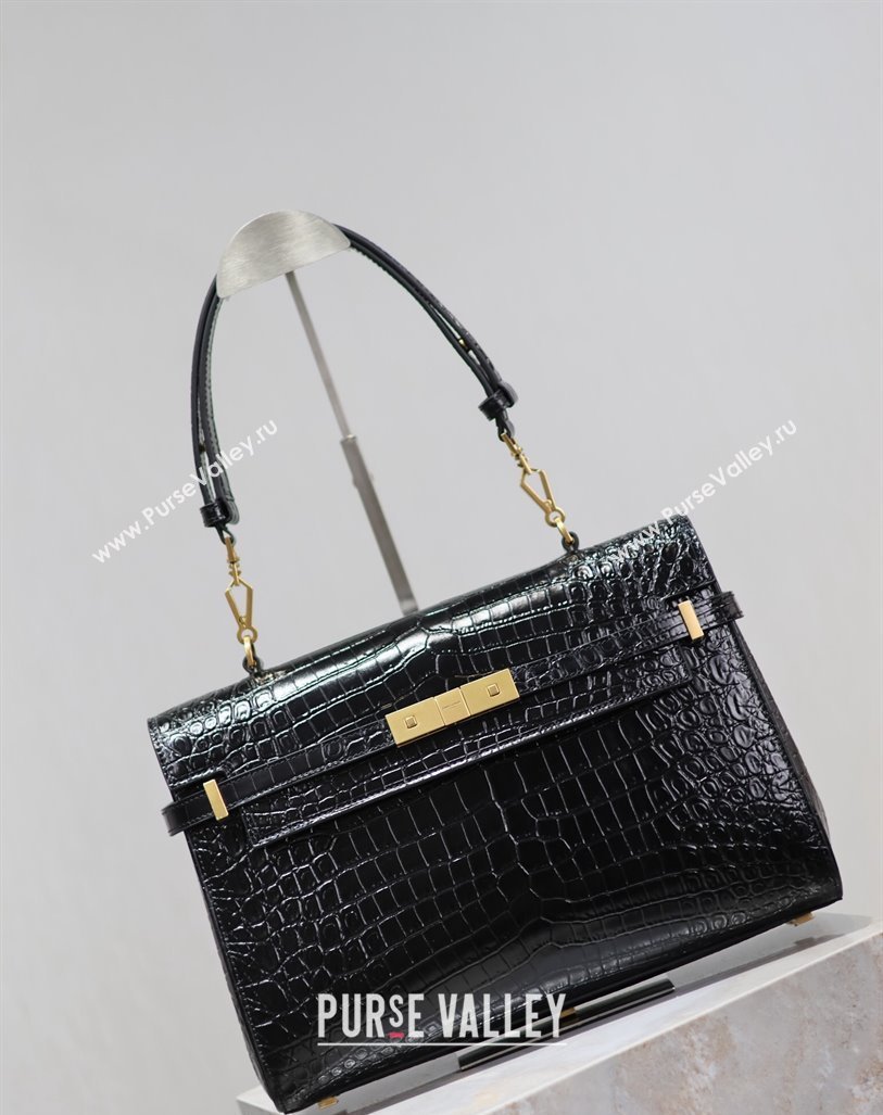 Saint Laurent Manhattan Medium Top handle bag in Crocodile Embossed Leather Black 2024 769512 (YY-240827019)