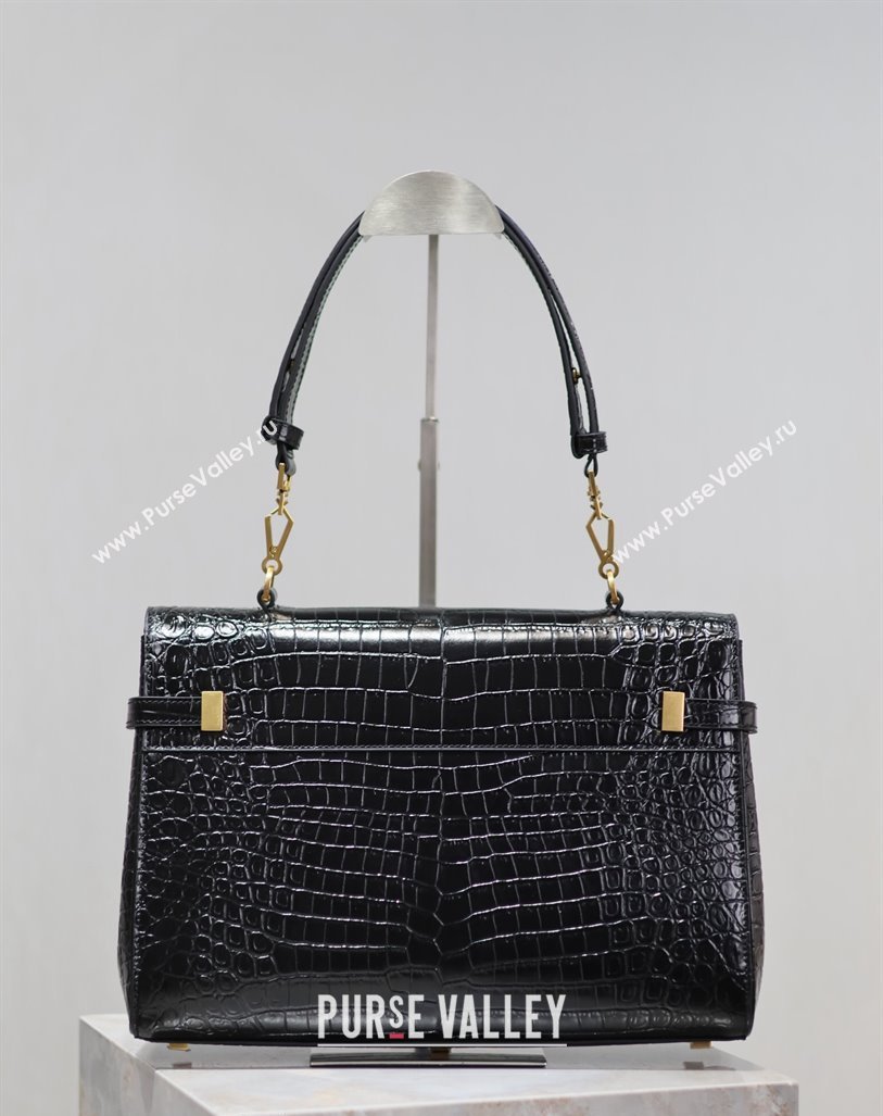 Saint Laurent Manhattan Medium Top handle bag in Crocodile Embossed Leather Black 2024 769512 (YY-240827019)