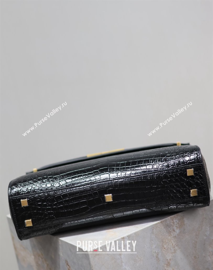 Saint Laurent Manhattan Medium Top handle bag in Crocodile Embossed Leather Black 2024 769512 (YY-240827019)