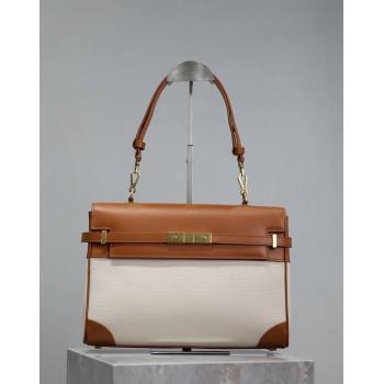 Saint Laurent Manhattan Medium Top handle bag in Canvas and Leather Brown 2024 769512 (YY-240827021)