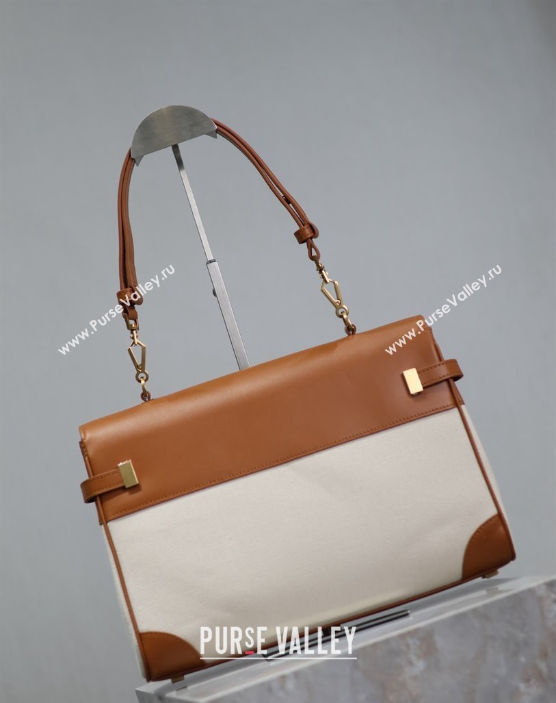 Saint Laurent Manhattan Medium Top handle bag in Canvas and Leather Brown 2024 769512 (YY-240827021)