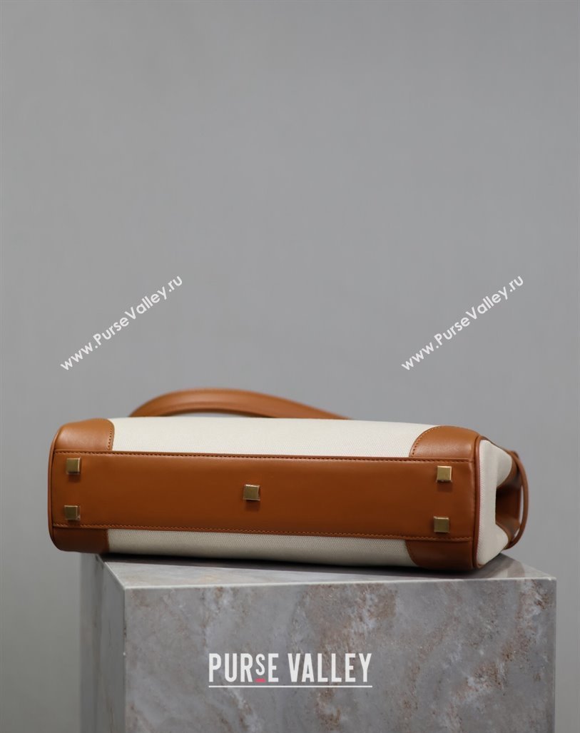 Saint Laurent Manhattan Medium Top handle bag in Canvas and Leather Brown 2024 769512 (YY-240827021)