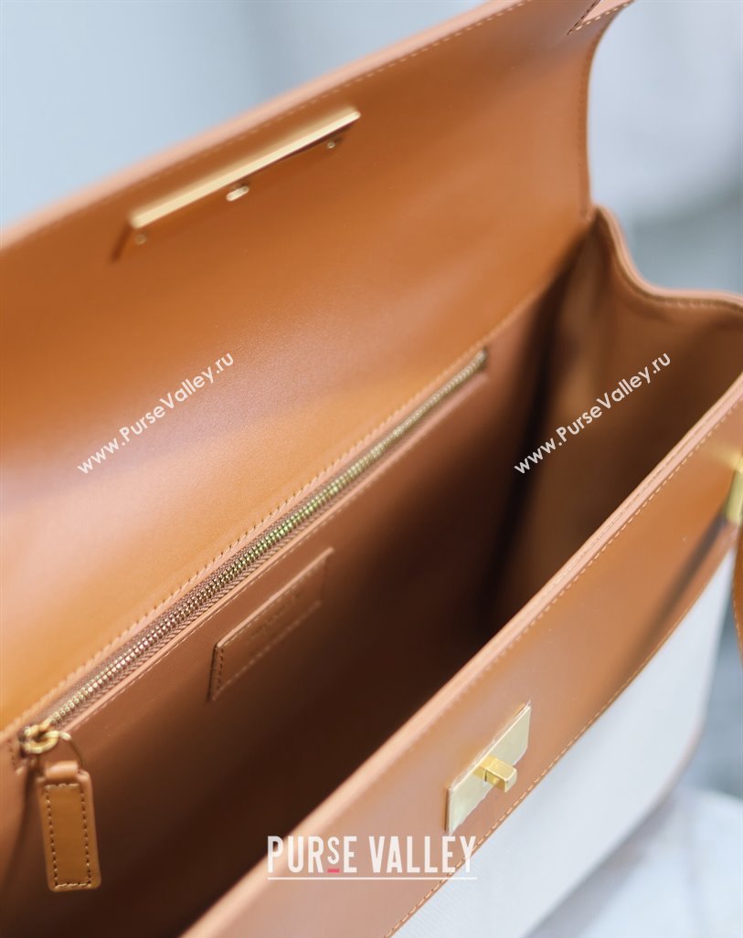 Saint Laurent Manhattan Medium Top handle bag in Canvas and Leather Brown 2024 769512 (YY-240827021)