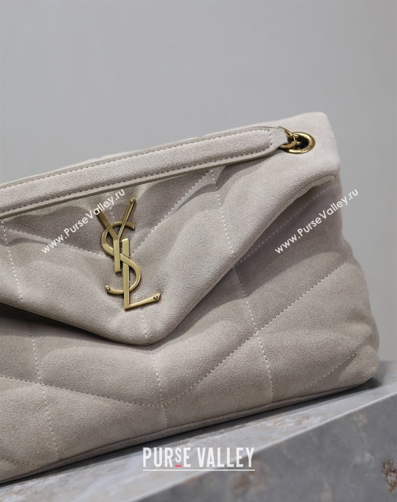 Saint Laurent Loulou Puffer Small Bag in Suede 577476 Light Grey 2024 (YY-240827025)