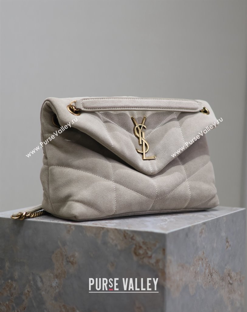 Saint Laurent Loulou Puffer Small Bag in Suede 577476 Light Grey 2024 (YY-240827025)