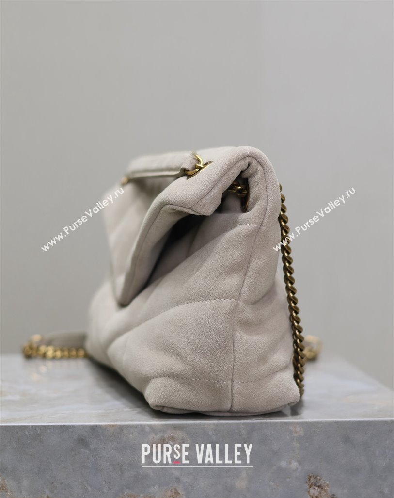 Saint Laurent Loulou Puffer Small Bag in Suede 577476 Light Grey 2024 (YY-240827025)