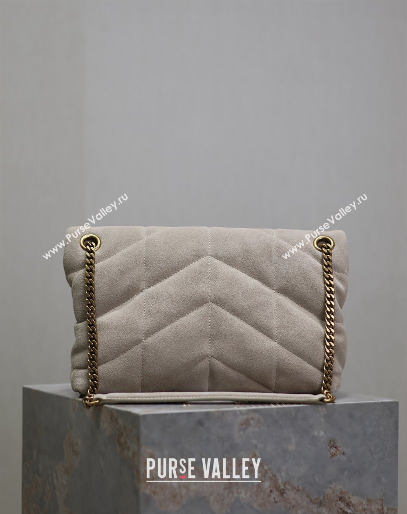 Saint Laurent Loulou Puffer Small Bag in Suede 577476 Light Grey 2024 (YY-240827025)