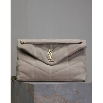 Saint Laurent Loulou Puffer Medium Bag in Suede 577475 Light Grey 2024 (YY-240827029)