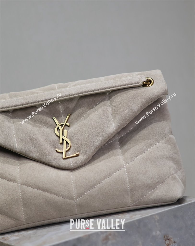 Saint Laurent Loulou Puffer Medium Bag in Suede 577475 Light Grey 2024 (YY-240827029)