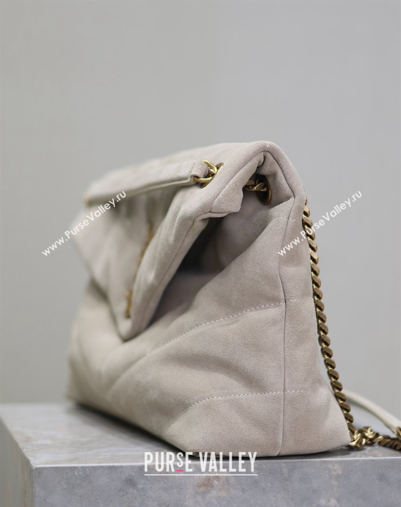 Saint Laurent Loulou Puffer Medium Bag in Suede 577475 Light Grey 2024 (YY-240827029)