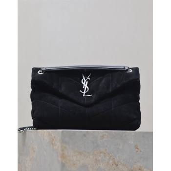 Saint Laurent Loulou Puffer Small Bag in Suede 577476 Black/Silver 2024 (YY-240827027)