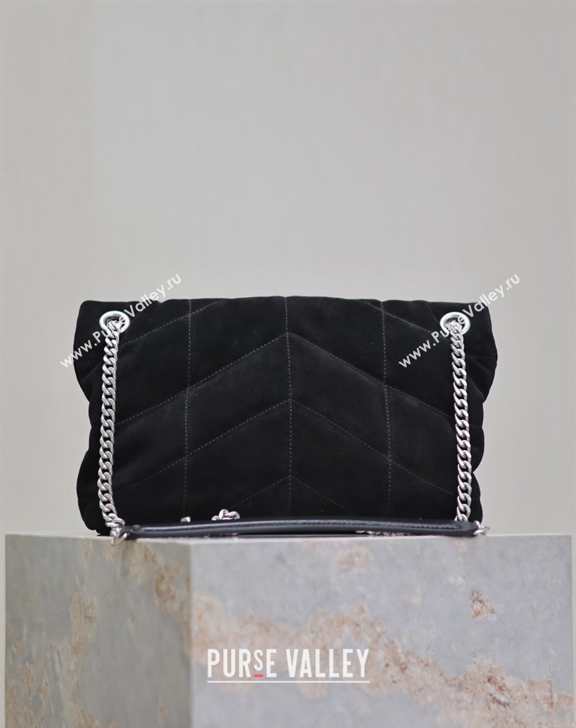 Saint Laurent Loulou Puffer Small Bag in Suede 577476 Black/Silver 2024 (YY-240827027)