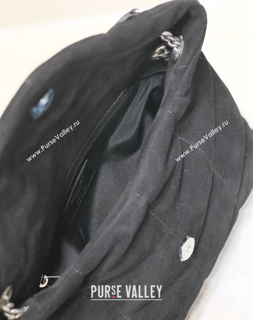 Saint Laurent Loulou Puffer Small Bag in Suede 577476 Black/Silver 2024 (YY-240827027)