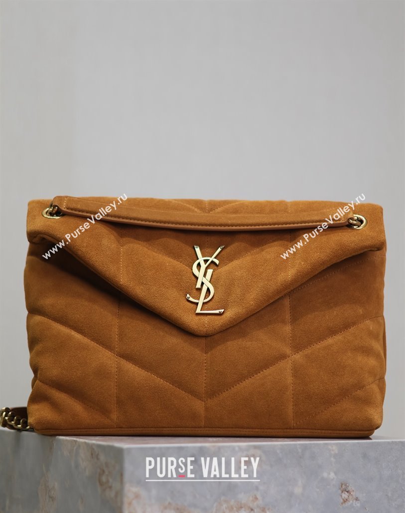 Saint Laurent Loulou Puffer Medium Bag in Suede 577475 Clay Yellow 2024 (YY-240827032)