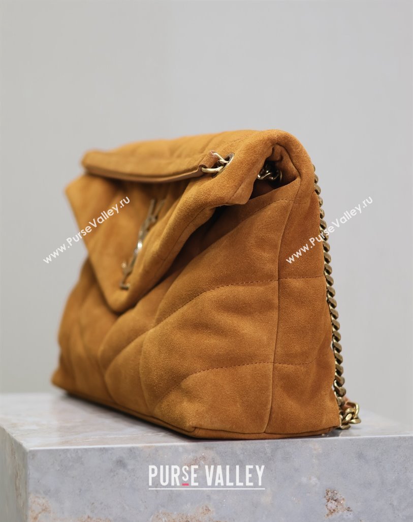 Saint Laurent Loulou Puffer Medium Bag in Suede 577475 Clay Yellow 2024 (YY-240827032)