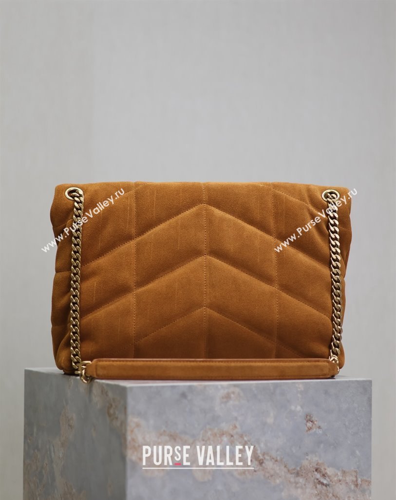 Saint Laurent Loulou Puffer Medium Bag in Suede 577475 Clay Yellow 2024 (YY-240827032)