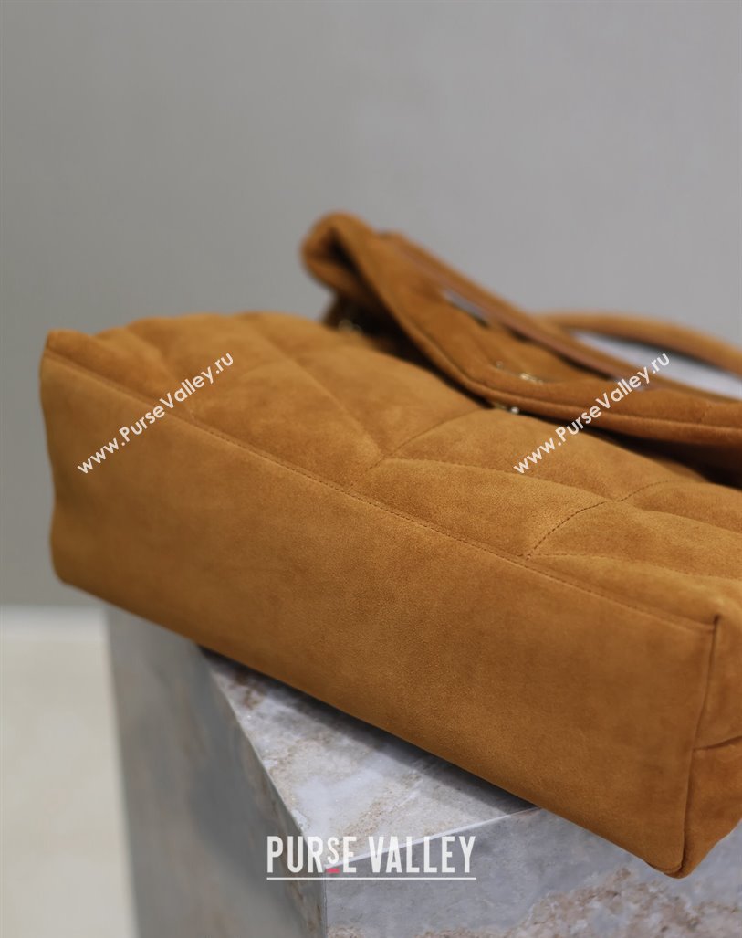 Saint Laurent Loulou Puffer Medium Bag in Suede 577475 Clay Yellow 2024 (YY-240827032)