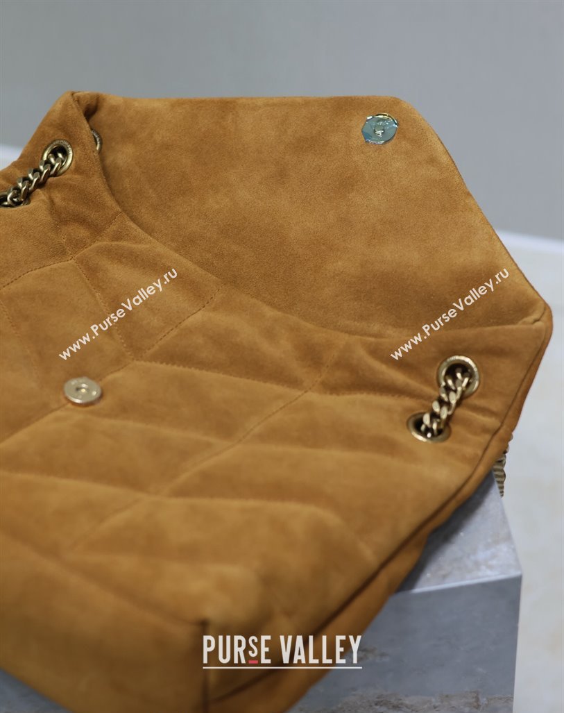 Saint Laurent Loulou Puffer Medium Bag in Suede 577475 Clay Yellow 2024 (YY-240827032)