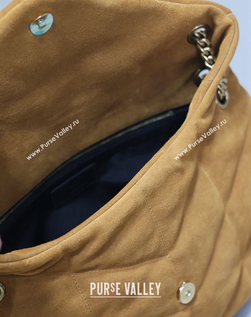 Saint Laurent Loulou Puffer Medium Bag in Suede 577475 Clay Yellow 2024 (YY-240827032)