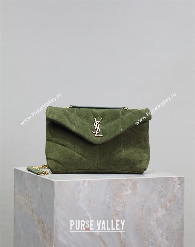 Saint Laurent Loulou Toy Puffer Bag in Suede 759337 Green 2024 (YY-240827024)