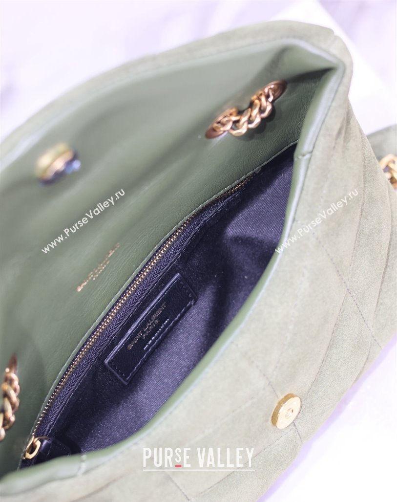 Saint Laurent Loulou Toy Puffer Bag in Suede 759337 Green 2024 (YY-240827024)
