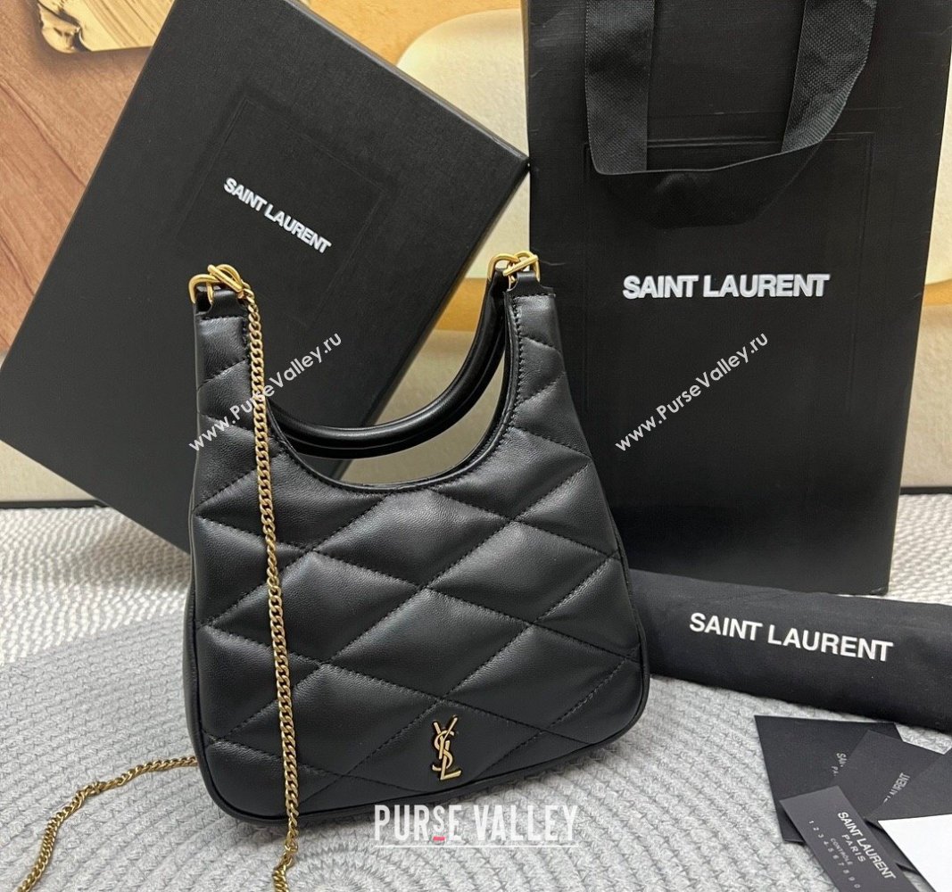 Saint Laurent Sade Hobo bag in Black lambskin 2024 793608 (nana-240827004)