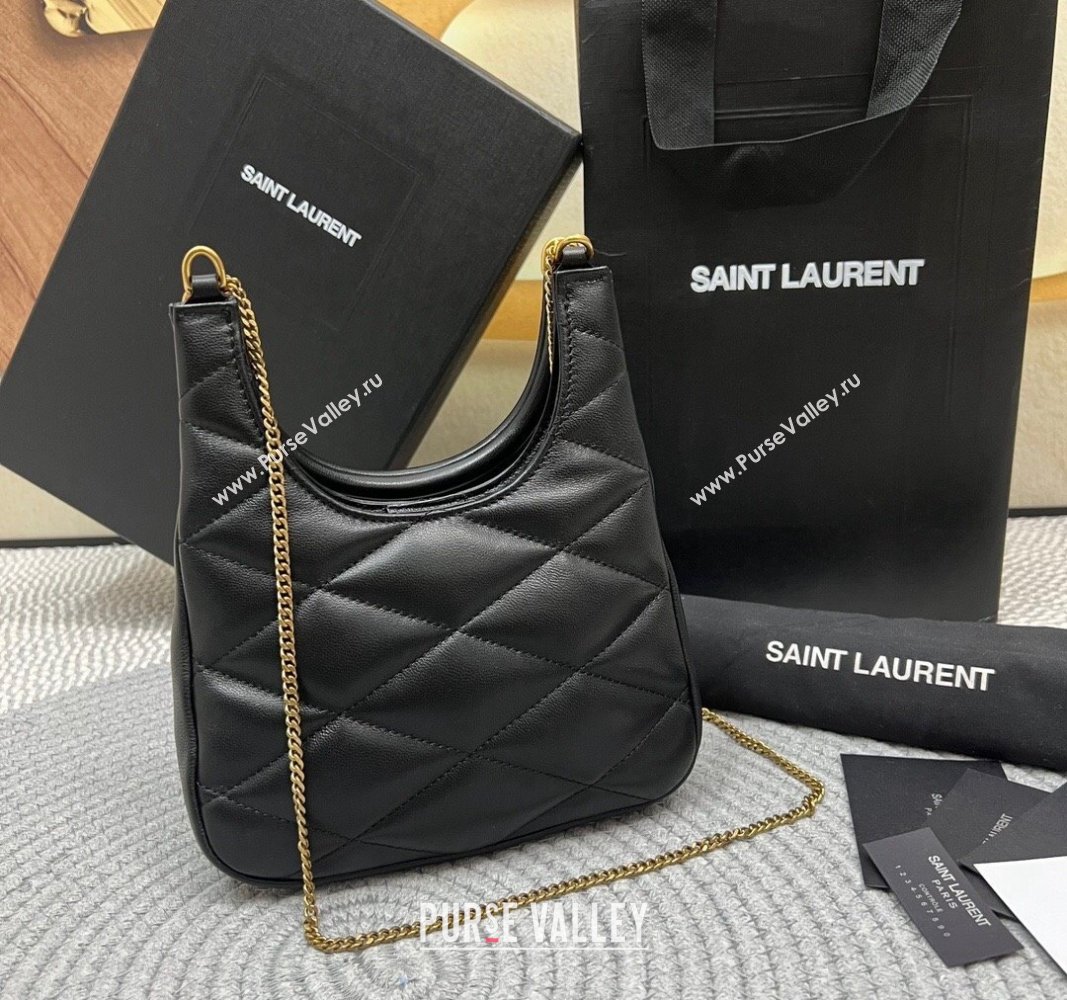 Saint Laurent Sade Hobo bag in Black lambskin 2024 793608 (nana-240827004)