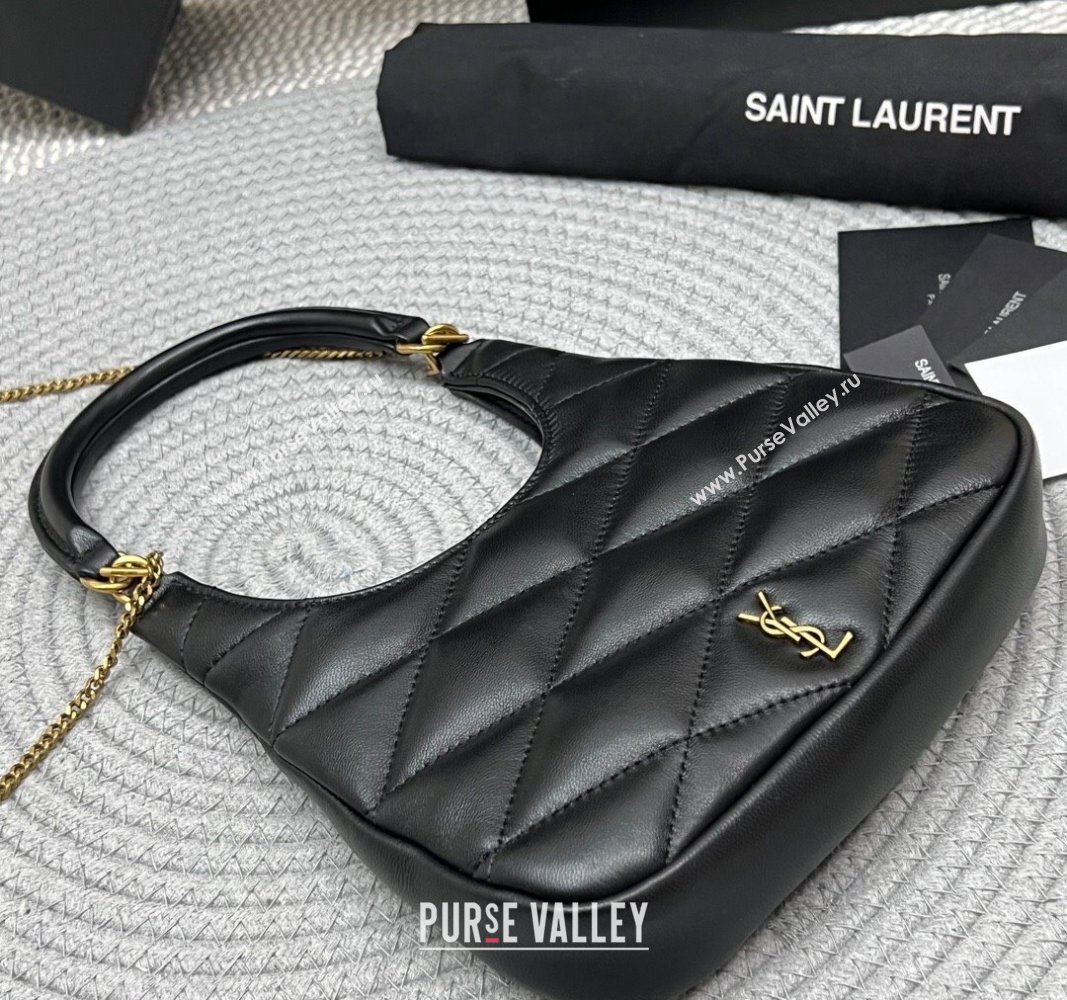 Saint Laurent Sade Hobo bag in Black lambskin 2024 793608 (nana-240827004)