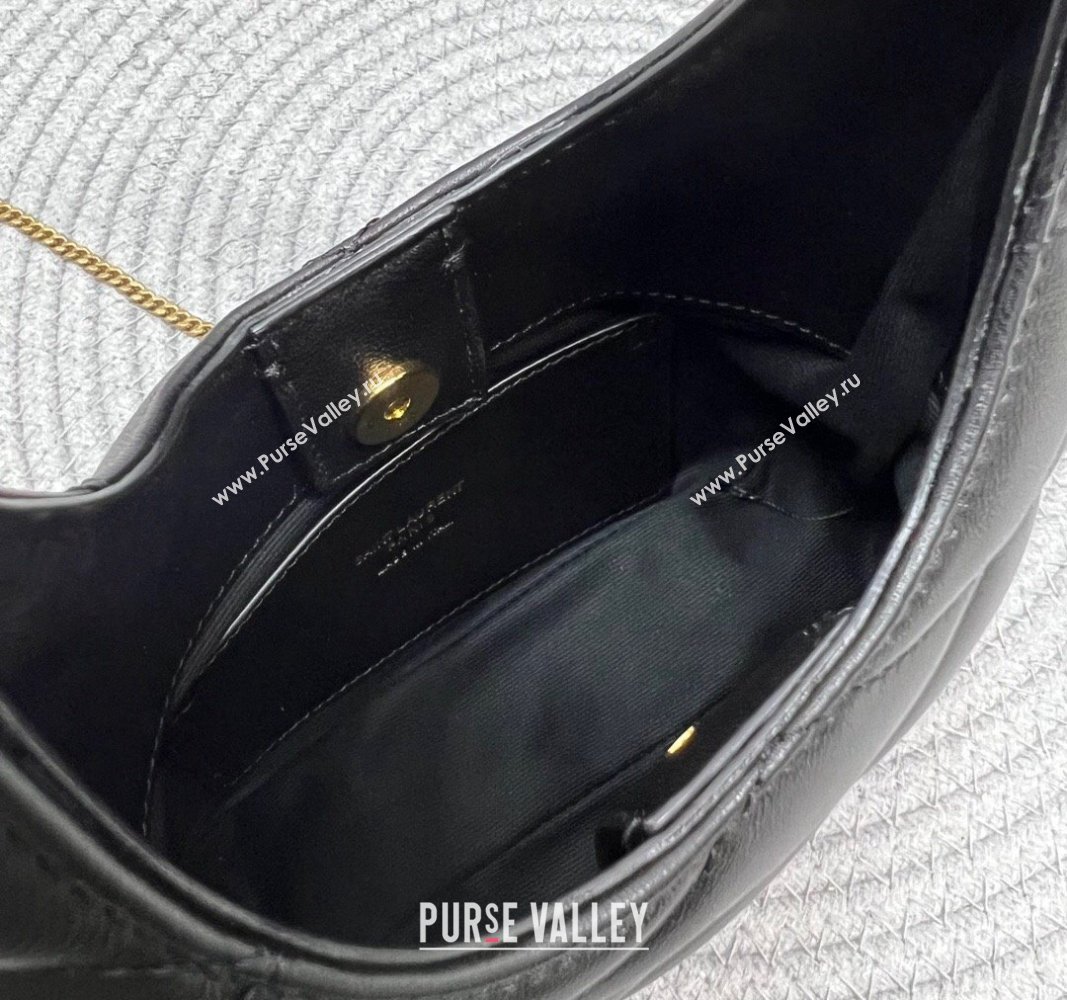 Saint Laurent Sade Hobo bag in Black lambskin 2024 793608 (nana-240827004)