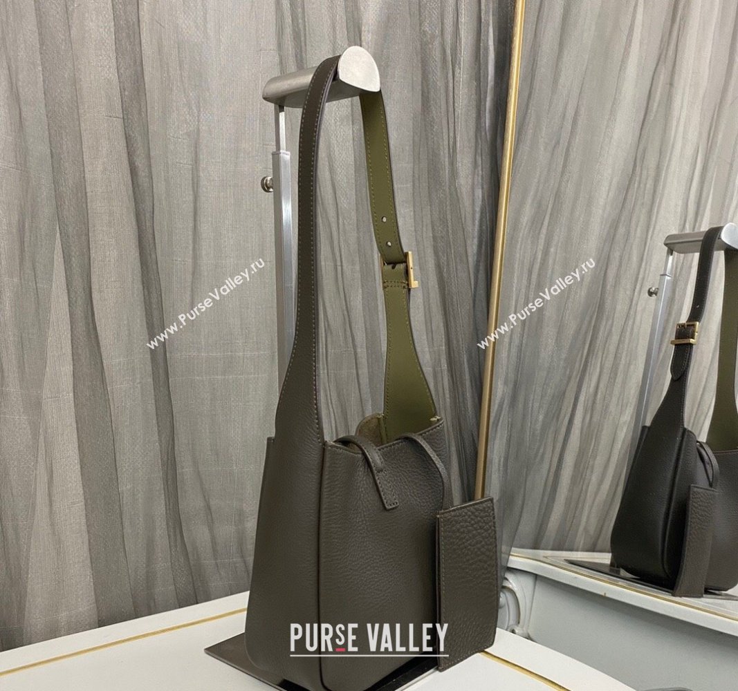 Saint Laurent LE 5 À 7 Supple baby Mini Hobo Bag in Grained Leather 809461 Green 2024 (nana-240827001)