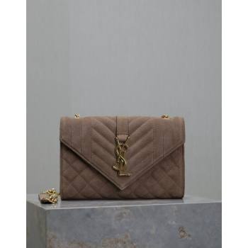 Saint Laurent Envelope Small Chain Bag in Suede 526286 Beige 2024 (MHUI-240920041)