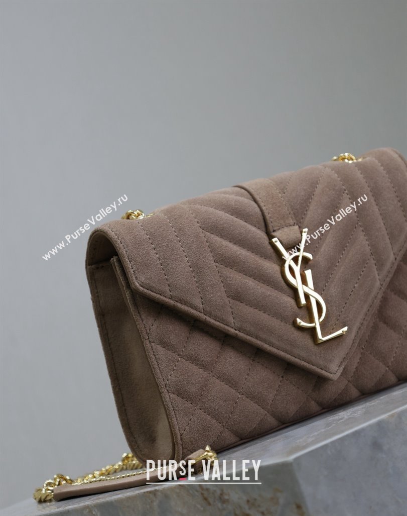 Saint Laurent Envelope Small Chain Bag in Suede 526286 Beige 2024 (MHUI-240920041)