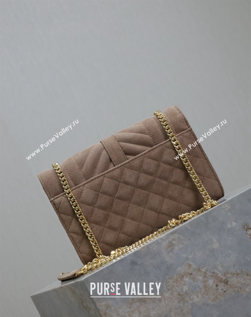 Saint Laurent Envelope Small Chain Bag in Suede 526286 Beige 2024 (MHUI-240920041)