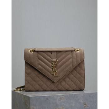 Saint Laurent Envelope Medium Bag in Suede 487206 Beige 2024 (MHUI-240920042)